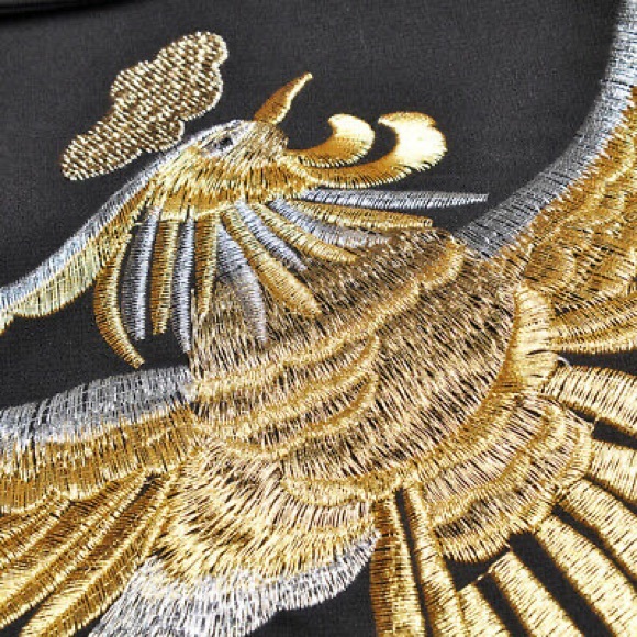 Golden Phoenix Black Embroidery Asymmetrical Dress - Picture 7 of 8